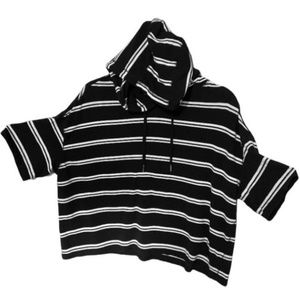 Calvin Klein Performance Black & White Stripe Hooded Top Small